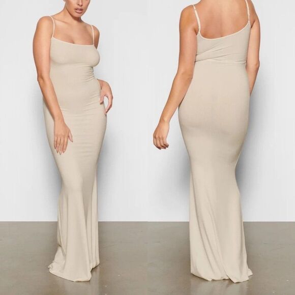 SKIMS | Dresses | Skims Soft Lounge Long Slip Dress In Taupe